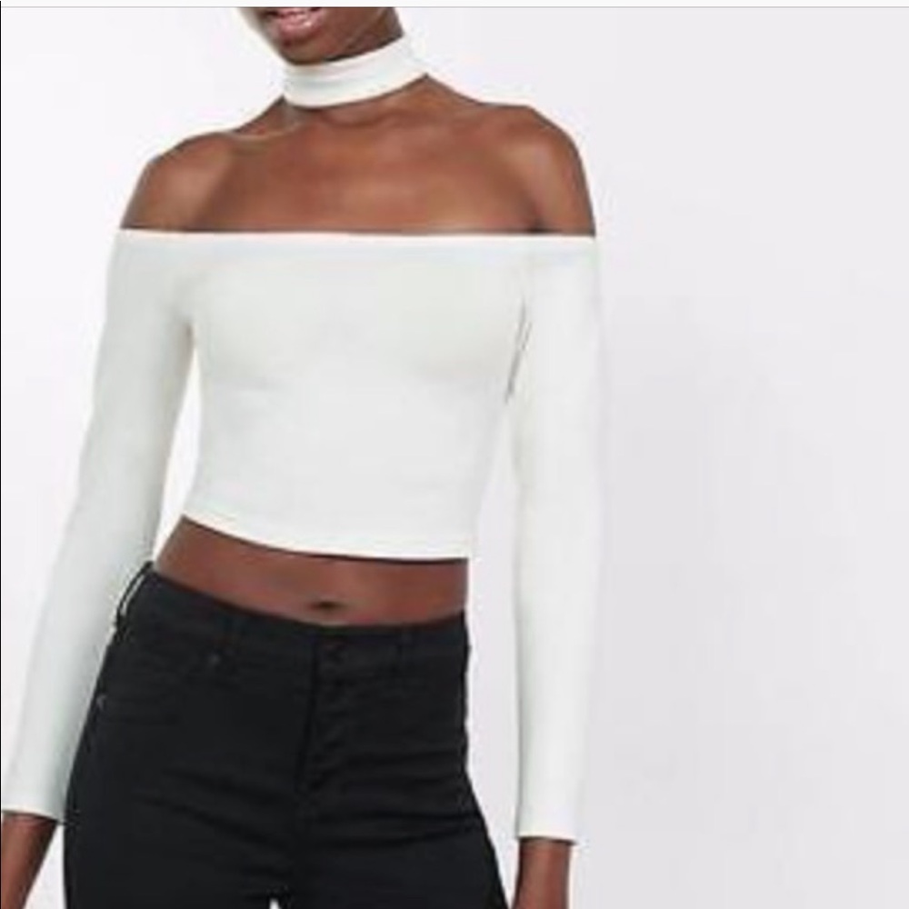 Express white off the shoulder choker top